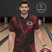 Load image into Gallery viewer, Custom Red Fragmental Pattern Background Men Bowling Team Polo Shirt, Bowling Jerseys IPHW11439