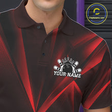 Load image into Gallery viewer, Custom Red Fragmental Pattern Background Men Bowling Team Polo Shirt, Bowling Jerseys IPHW11439