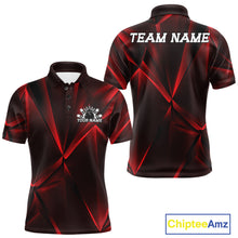 Load image into Gallery viewer, Custom Red Fragmental Pattern Background Men Bowling Team Polo Shirt, Bowling Jerseys IPHW11439