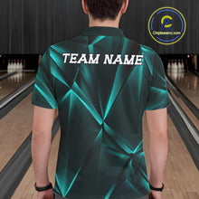 Load image into Gallery viewer, Custom Turquoise Blue Fragmental Pattern Background Men Bowling Team Polo Shirt Jersey IPHW11440