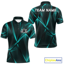 Load image into Gallery viewer, Custom Turquoise Blue Fragmental Pattern Background Men Bowling Team Polo Shirt Jersey IPHW11440