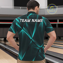 Load image into Gallery viewer, Man wearing a green bowling shirt with 'TEAM NAME' on the back in a bowling alley.