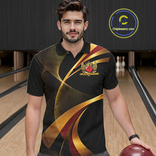 Load image into Gallery viewer, Red And Gold Bowling Ball With Wings And Crown Custom Men Polo Shirts Bowling Jerseys IPHW11456