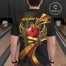 Load image into Gallery viewer, Red And Gold Bowling Ball With Wings And Crown Custom Men Polo Shirts Bowling Jerseys IPHW11456
