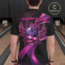 Load image into Gallery viewer, Pink And Purple Bowling Ball With Wings And Crown Custom Men Polo Shirts Bowling Jerseys IPHW11457