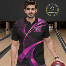 Load image into Gallery viewer, Pink And Purple Bowling Ball With Wings And Crown Custom Men Polo Shirts Bowling Jerseys IPHW11457