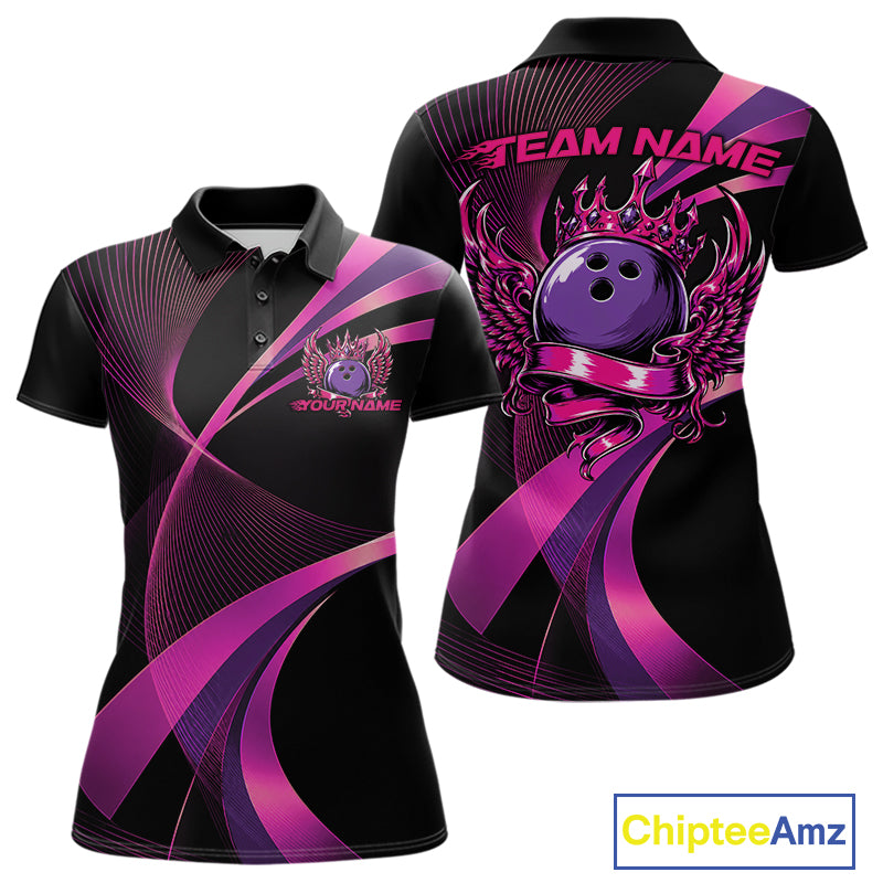 Black and purple bowling team shirt with 'Team Name' text on a white background