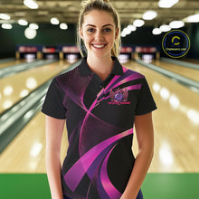 Load image into Gallery viewer, Pink And Purple Bowling Ball With Wings And Crown Custom Women Polo Shirts Bowling Jerseys IPHW11457