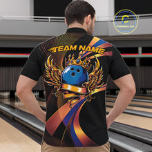 Load image into Gallery viewer, Blue And Gold Bowling Ball With Wings And Crown Custom Men Quarter-Zip Shirts Bowling Jerseys IPHW11459