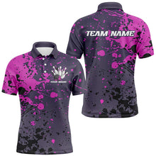 Load image into Gallery viewer, Custom Purple Splatter Bowling Polo Shirts For Men, Custom Bowling Uniforms Bowling Jerseys IPHW7092