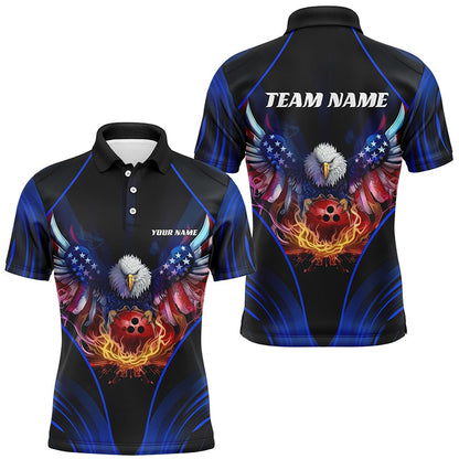 Custom Eagle Bowling Shirt Patriotic Polo Bowling Jersey For Men US Bowling | Blue IPHW7109