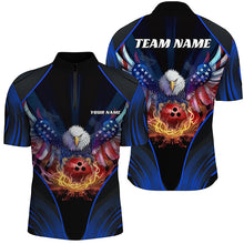 Load image into Gallery viewer, Custom Eagle Bowling Shirt Patriotic Polo Bowling Jersey For Men US Bowling | Blue IPHW7109