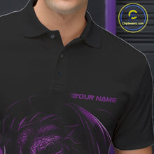 Load image into Gallery viewer, Custom Black And Purple Dragon Bowling Shirts, Bowling League Shirt Dragon Men Jersey IPHW10704