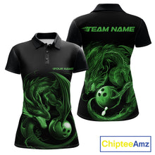 Load image into Gallery viewer, Custom Black And Green Dragon Bowling Shirts, Bowling League Shirt Dragon Women Jersey IPHW10705
