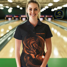 Load image into Gallery viewer, Custom Black And Orange Dragon Bowling Shirts, Bowling League Shirt Dragon Women Jersey IPHW10707