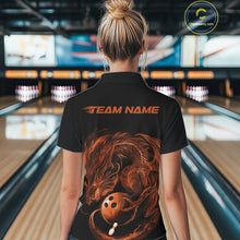 Load image into Gallery viewer, Custom Black And Orange Dragon Bowling Shirts, Bowling League Shirt Dragon Women Jersey IPHW10707