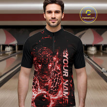 Load image into Gallery viewer, Custom Red Flaming Leopard Bowling Shirts For Men, Fire Bowling Team Shirt Bowler Uniform IPHW10712