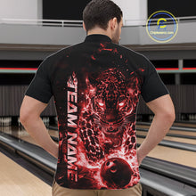 Load image into Gallery viewer, Custom Red Flaming Leopard Bowling Shirts For Men, Fire Bowling Team Shirt Bowler Uniform IPHW10712