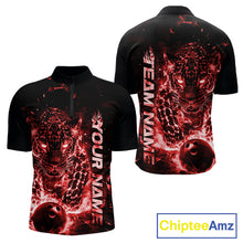 Load image into Gallery viewer, Custom Red Flaming Leopard Bowling Shirts For Men, Fire Bowling Team Shirt Bowler Uniform IPHW10712