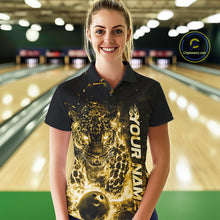 Load image into Gallery viewer, Custom Yellow Flaming Leopard Women Bowling Shirts, Fire Bowling Team Shirt Bowler Uniform IPHW10716