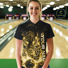 Load image into Gallery viewer, Custom Yellow Flaming Leopard Women Bowling Shirts, Fire Bowling Team Shirt Bowler IPHW10716