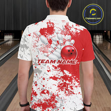 Load image into Gallery viewer, Custom Red Splatter Bowling Team Men Polo Shirt, Bowling League Shirt Bowler Jerseys IPHW11257