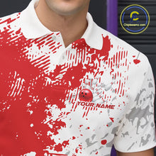 Load image into Gallery viewer, Custom Red Splatter Bowling Team Men Polo Shirt, Bowling League Shirt Bowler Jerseys IPHW11257