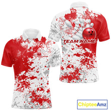 Load image into Gallery viewer, Custom Red Splatter Bowling Team Men Polo Shirt, Bowling League Shirt Bowler Jerseys IPHW11257
