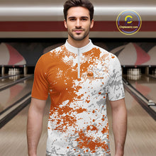 Load image into Gallery viewer, Custom Orange Splatter Bowling Team Men Quarter-Zip Shirt, Bowling League Shirt Bowler Jerseys IPHW11261