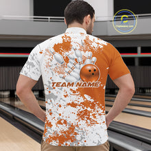 Load image into Gallery viewer, Custom Orange Splatter Bowling Team Men Quarter-Zip Shirt, Bowling League Shirt Bowler Jerseys IPHW11261