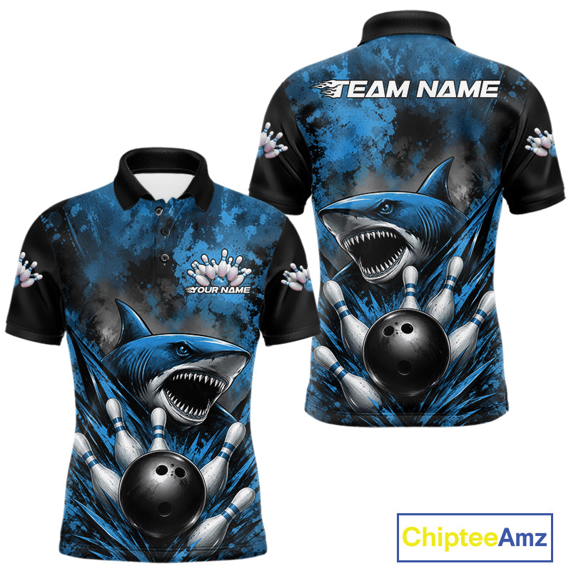 Shirt with shark and bowling ball design, featuring 'Team Name' and 'Your Name' text, with Chiptee Amz branding.