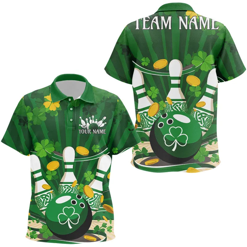 Custom Green St Patrick'S Day Bowling Polo Shirts For Kid, Celtic Team Bowling Outfits IPHW8375