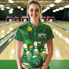 Load image into Gallery viewer, Custom Green St Patrick'S Day Bowling Polo Shirts For Women, Celtic Team Bowling Outfits IPHW8375