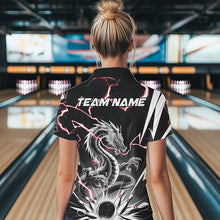 Load image into Gallery viewer, Custom Black And Red Thunder Lightning Dragon Bowling Team Quarter-Zip Shirts For Women IPHW8556