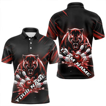 Load image into Gallery viewer, Custom Black And Red Panther Bowling Polo Shirts For Men, Bowling Team Uniform IPHW8564