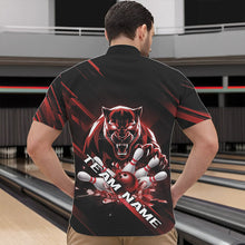 Load image into Gallery viewer, Custom Black And Red Panther Bowling Quarter-Zip Shirts For Men, Bowling Team Uniform IPHW8564