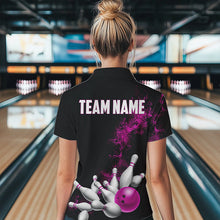 Load image into Gallery viewer, Custom Pink Strike Bowling Polo Shirts For Women Bowling Team Jerseys Bowling League Shirts IPHW8880