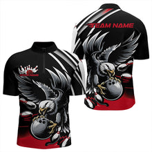 Load image into Gallery viewer, Custom Black And Red Eagle Bowling Jerseys, Bowling Team Men Quarter-Zip Shirts Bowlers Outfits IPHW8886