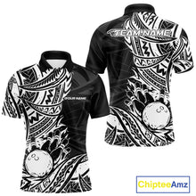 Load image into Gallery viewer, Custom Black And White Maori Style Koru Spiral Tribal Men Bowling Polo Team Shirt IPHW10955