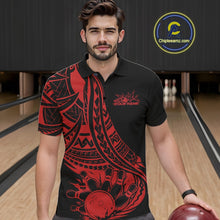 Load image into Gallery viewer, Custom Black And Red Maori Style Koru Spiral Tribal Men Bowling Polo Team Shirt IPHW10961