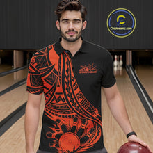 Load image into Gallery viewer, Custom Black And Orange Maori Style Koru Spiral Tribal Men Bowling Polo Team Shirt IPHW10964