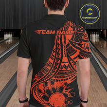 Load image into Gallery viewer, Custom Black And Orange Maori Style Koru Spiral Tribal Men Bowling Polo Team Shirt IPHW10964