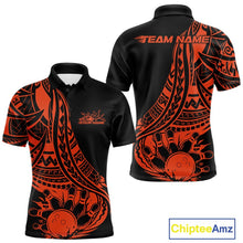 Load image into Gallery viewer, Custom Black And Orange Maori Style Koru Spiral Tribal Men Bowling Polo Team Shirt IPHW10964