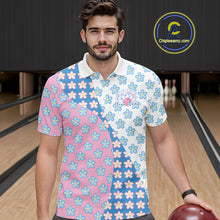 Load image into Gallery viewer, Custom Cute Pastel Pink And Blue Flower Bowling Men Polo Shirts, Floral Bowling Jerseys IPHW11267