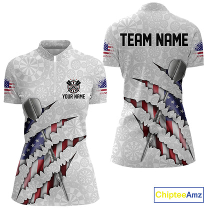 Custom Patriotic Dartboard Dart Women Shirt With Silver Dart Steel, Dart League Shirt IPHW11637