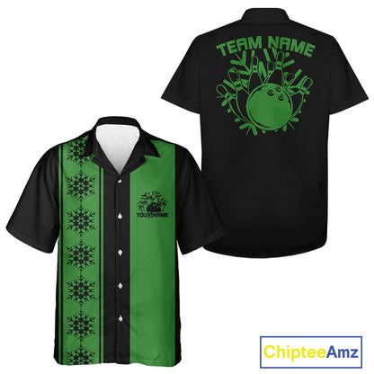 Custom Retro 50S Christmas Bowling Button Up Shirts, Vintage Xmas Bowling Shirt IPHW10105