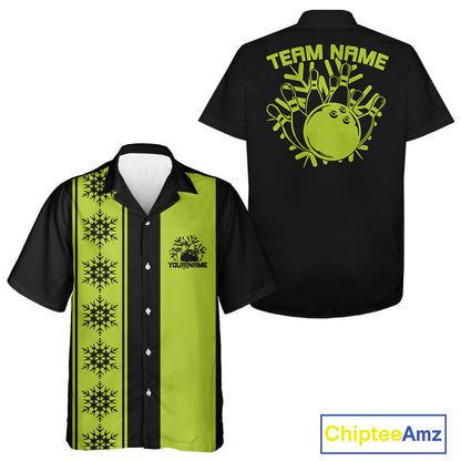 Custom Retro 50S Christmas Bowling Button Up Shirts, Vintage Xmas Bowling Shirt IPHW10105