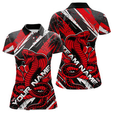Load image into Gallery viewer, Custom Black And Red Cobra Snake Bowling Jerseys, Bowling Team Polo Shirts For Women IPHW8580