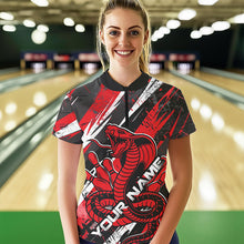 Load image into Gallery viewer, Custom Black And Red Cobra Snake Bowling Jerseys, Bowling Team Womens Quarter-Zip Shirts IPHW8580