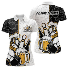 Load image into Gallery viewer, Custom Funny Bowling And Beer Team Bowling Polo Shirts For Women, Bowling Pattern Shirt IPHW8891